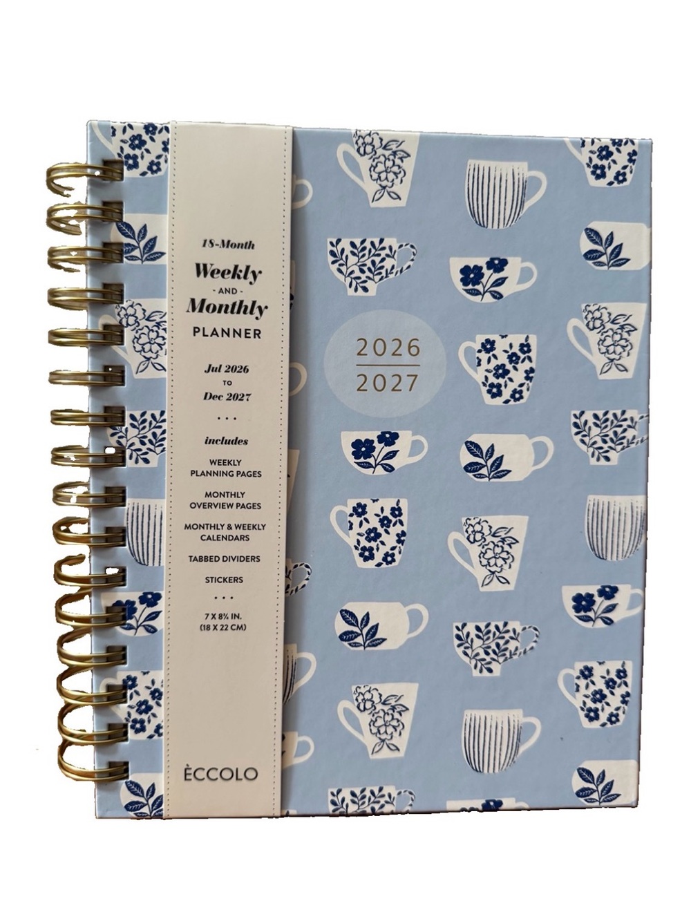 Eccolo Planner 2026- 2027 18-Month Weekly & Monthly Planner Hard Cover 8x7.5”